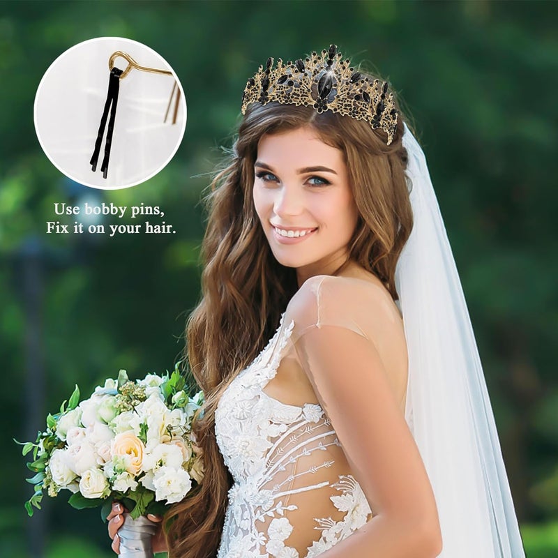TAROSE Crowns for Women, Queen Crystal Gold Silver Tiaras with White Rhinestone and Combs, Goddess Crown for Wedding Bride Birthday Princess Bridal Shower Hair Accessories for Women - Image 5